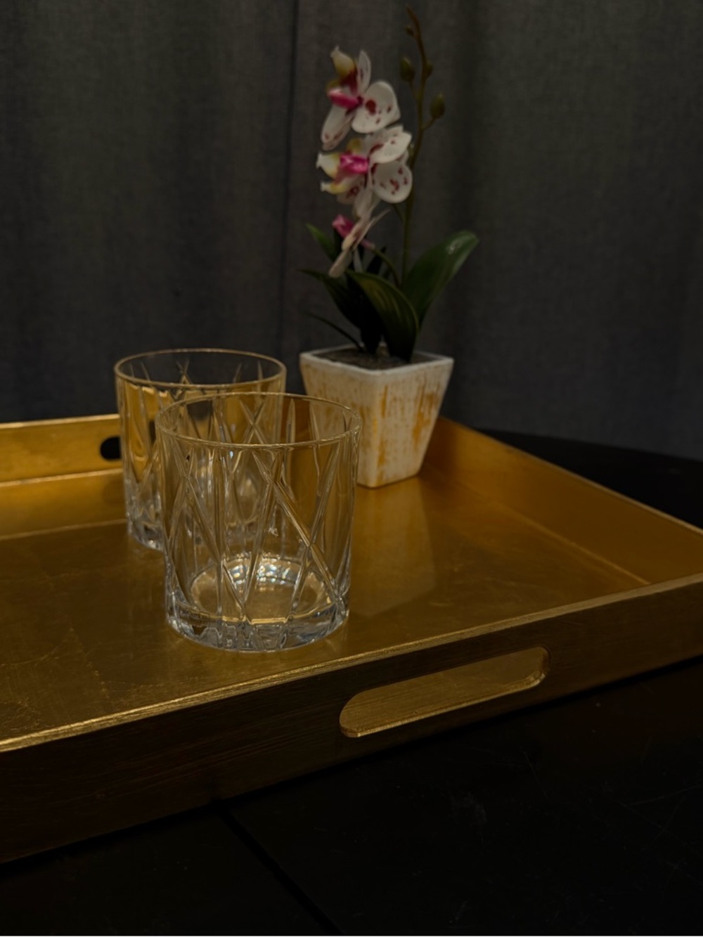 New Pair of Orrefors “City” Old Fashioned Cut Crystal Rock Glasses